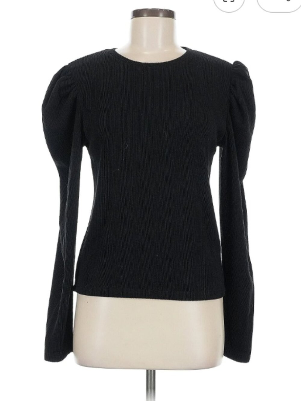 Zara Black Puff Sleeve Lightweight Sweater Size XL